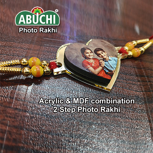 Heart Shape 2 Step Photo Rakhi